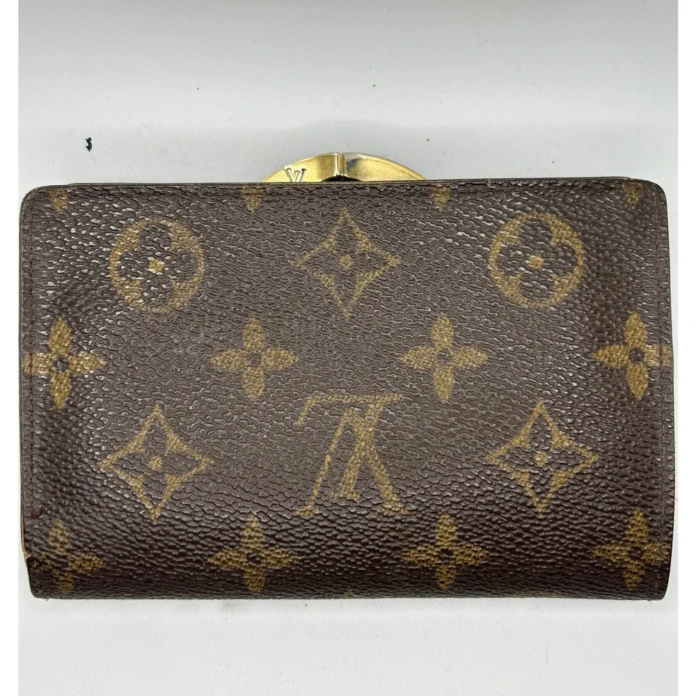 Louis Vuitton Monogram Viennois Kiss lock Wallet‎ Coin Purse#360